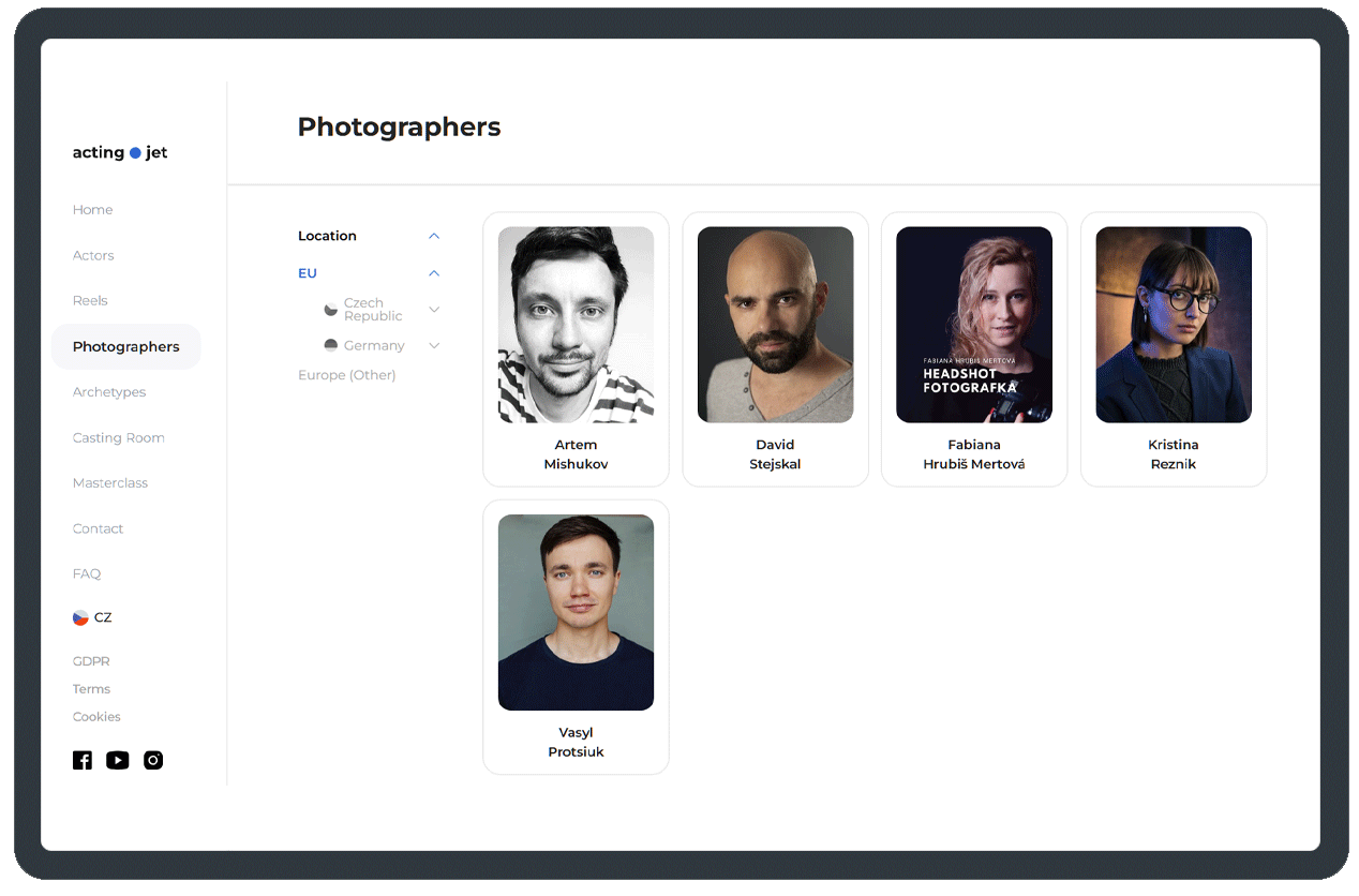 ActingJet - Photographers Database